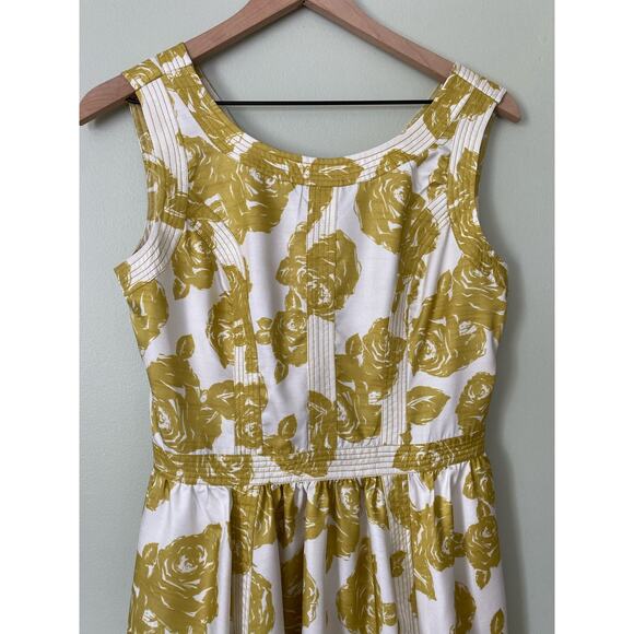 eShakti Women's Floral Dress Size MediumChartreuse Sleeveless Knee Length - Picture 2 of 9